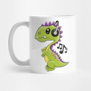 Super cool dinosaur in headphones. Mug